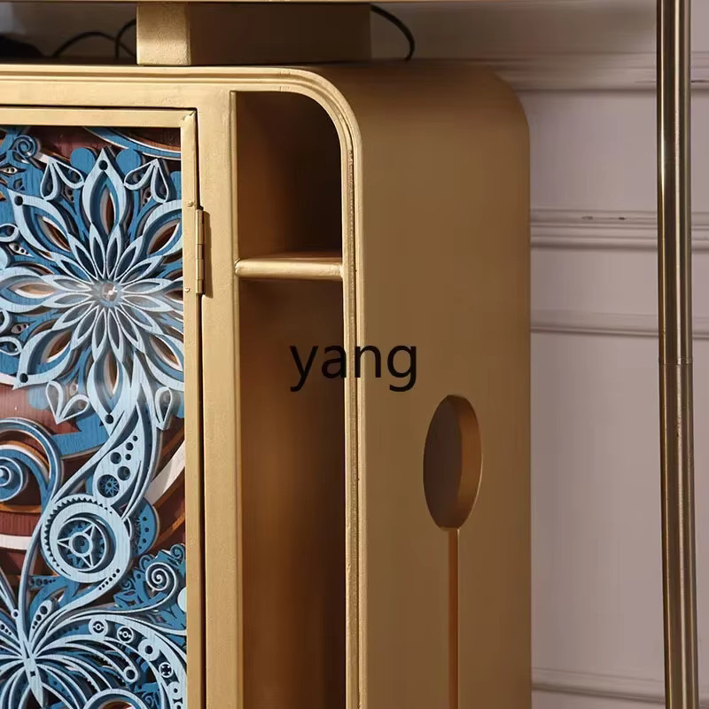 LTT Mittelalterlicher Seitenschrank aus Holz mit floraler Schnitzerei und mattem Finish für Wohnzimmer oder Flur - Bild 4