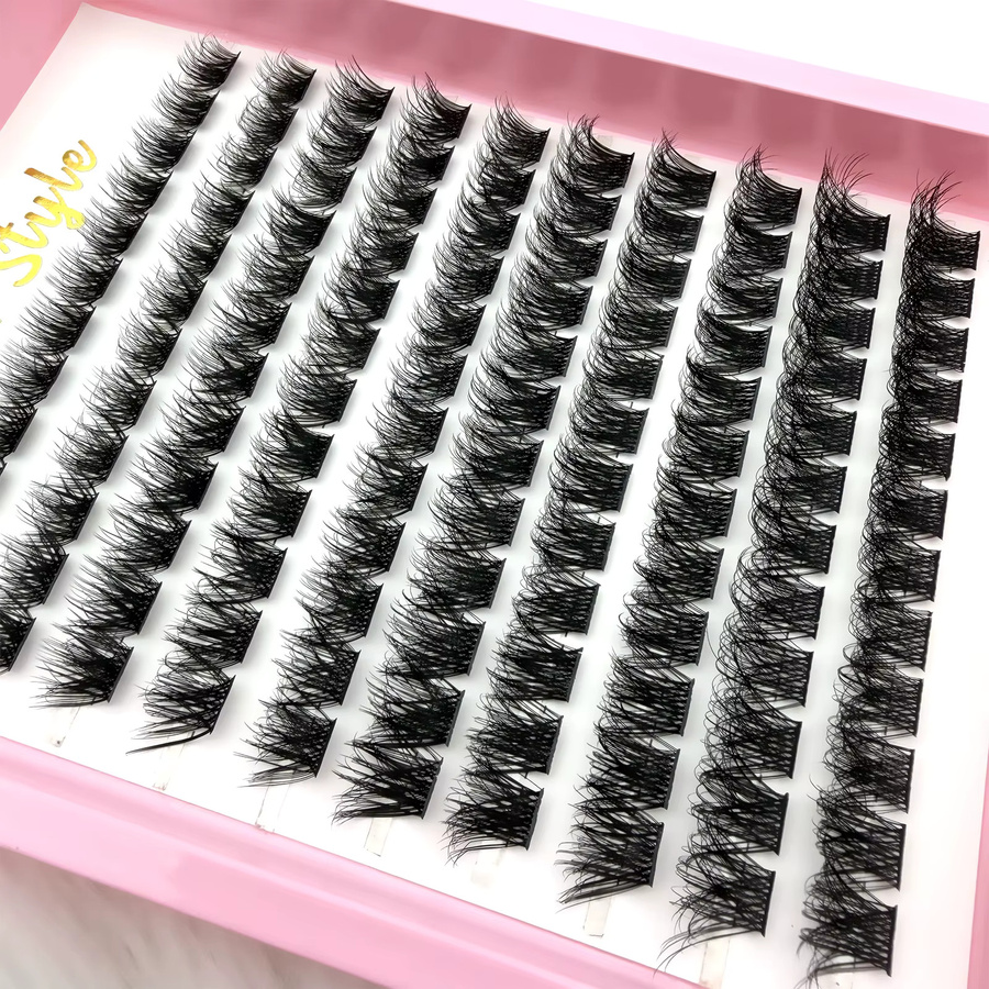 JIEFUXIN Wimperncluster, 120 Stück, 8–16 mm, Black, D-Locken, Natürlich - Bild 5