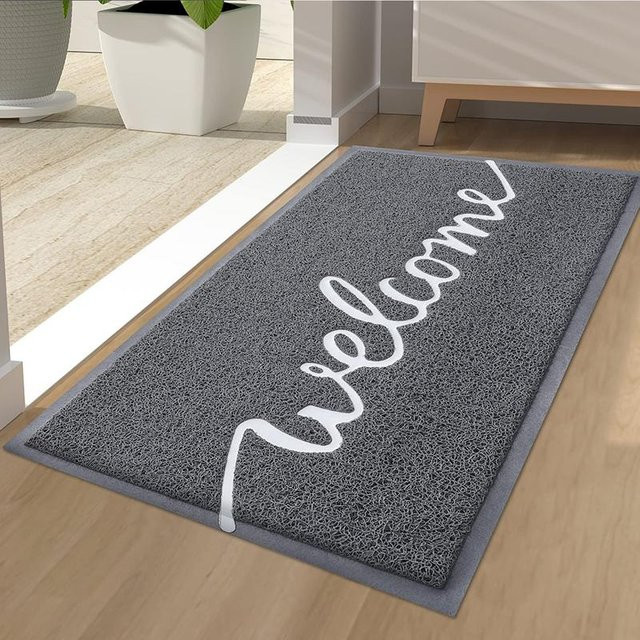 Kitinjoy Eingangstürmatte grau, super saugfähige Fußmatte für den Eingangsbereich, rutschfest und wetterfest, B/T: 45 x 75 cm - Bild 1