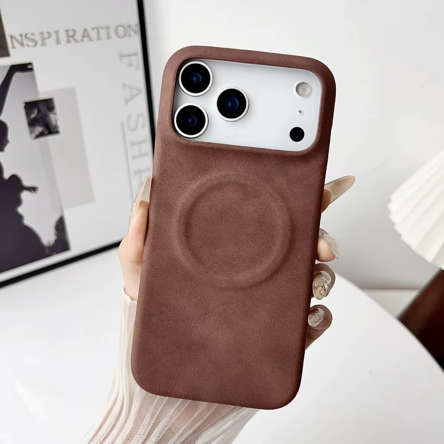 LICOERS Magnetische Lederhülle für iPhone 17 Pro Max und iPhone 17 Pro, stoßfeste mattierte Schutzhülle mit Luftabdeckung in Schwarz - Bild 3