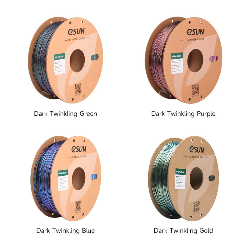 ESUN Magic PLA 3D-Filament Zweifarbiges Glitzer-Filament Dunkel Funkelnd Multicolour Green Durchmesser: 1,75 mm, Gewicht: 1 kg - Bild 3