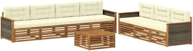vidaXL Outdoor-Sofagarnitur aus Akazienholz mit 8-teiligem Set und Kissen in Beige und Natur - Bild 1
