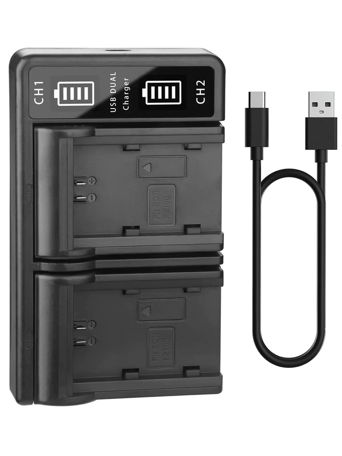 Sony Dual-USB-Ladegerät für NP-FZ100 Akkus in Schwarz für ZV-E1, FX3, FX30, A1, A9 II, A7R V, A7S III, A7 IV, A6600 und A7C Kameras - Bild 4