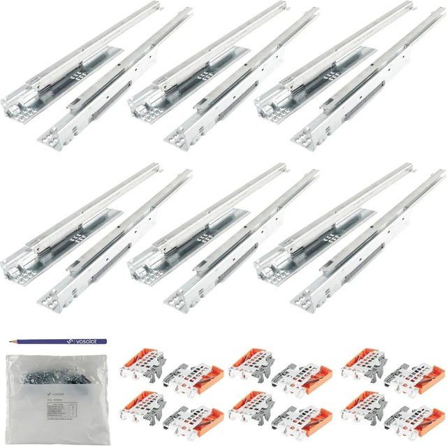 Blum Tandem Teilauszug Schubladenauszug Set mit Blumotion Soft-Close, Farbe: Silber, Tiefe: 400 mm, für 6 Schubladen - Bild 1