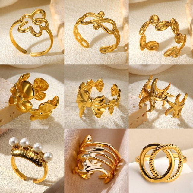 HPTOTMG Ring, Edelstahl, Gold, Damen, Unendlichkeitssymbol - Bild 1