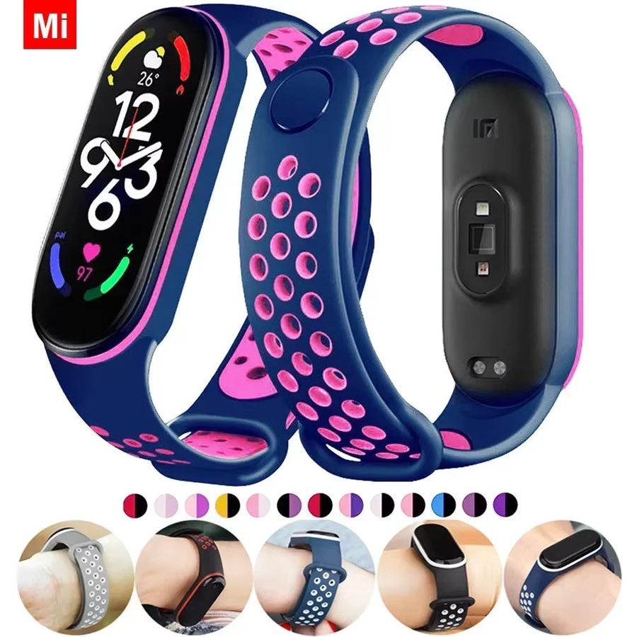 Xiaomi Uhrenarmband Silikon, Schwarz, Mi Band 7 6 5 4 3 NFC - Bild 6