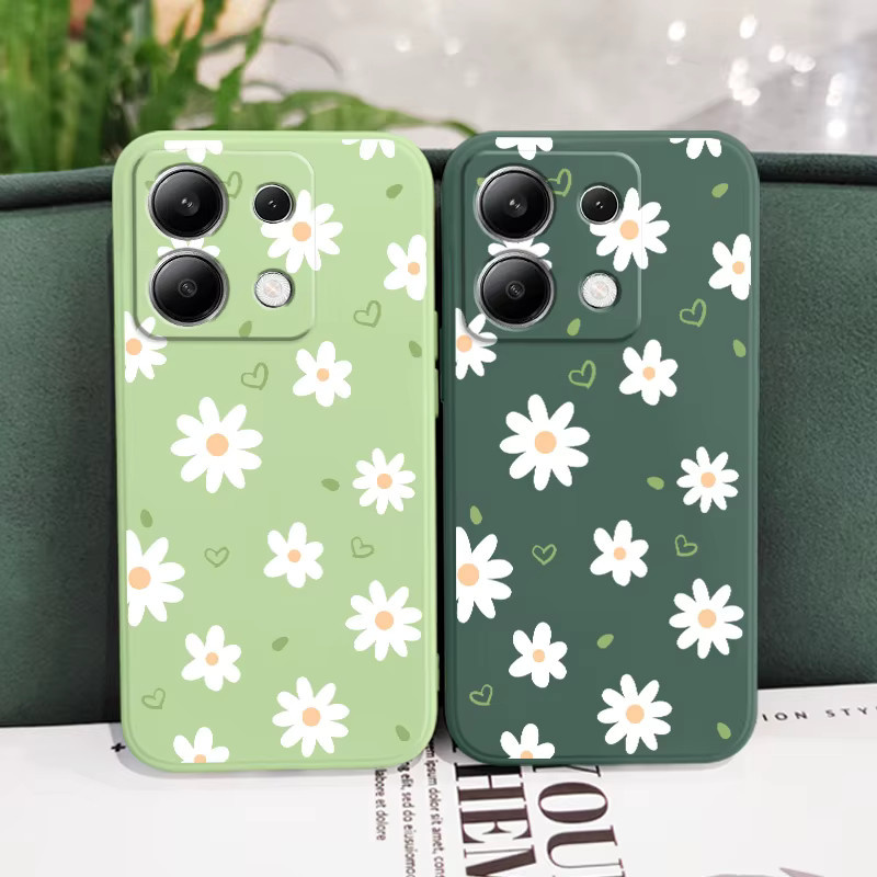 Zarte Daisy Handyhülle aus Flüssigsilikon für Xiaomi Redmi Note Pro Plus 4G 5G in Purple und Green - Bild 3