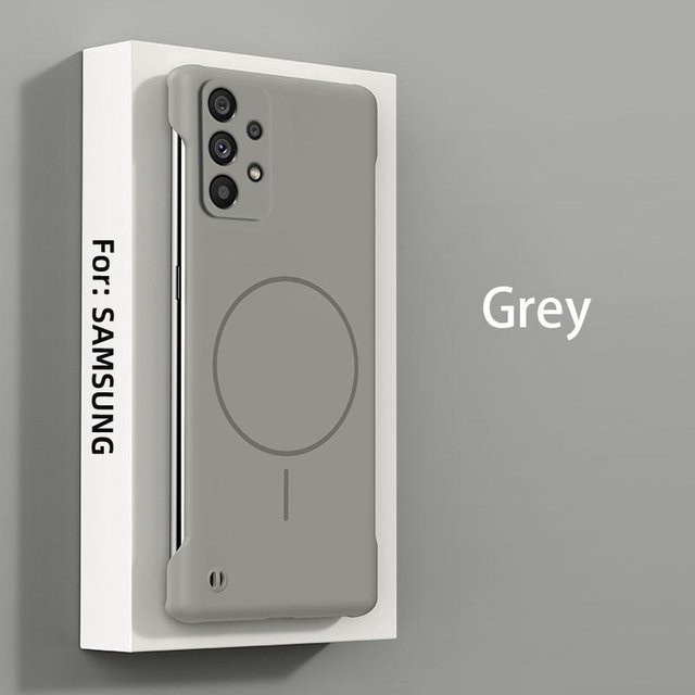 Rahmenlose magnetische kabellose Lade-Handyhülle für Samsung Galaxy A3 A73 A33 A53 5G, Schlanke Hartschalen-Rückseite in Schwarz, Beige oder Pink - Bild 1