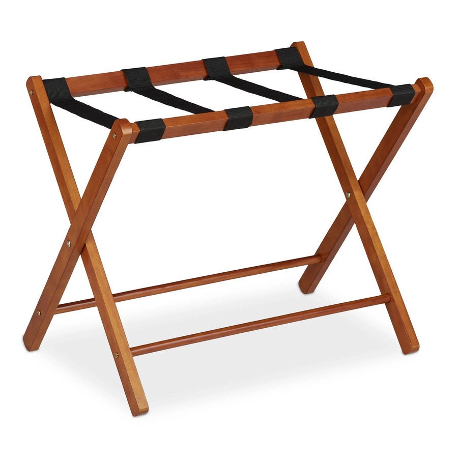 Relaxdays Kofferständer aus Holz in Natur Braun-Schwarz, klappbar, B/T/H: 54,5 x 66 x 44 cm - Bild 2