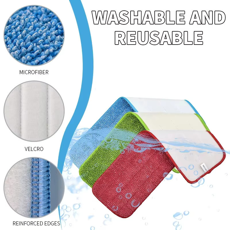 Untior Waschbare Mikrofaser Mop-Ersatzpads für Nass- und Trockenreinigung, Grün und Mehrfarbig - Bild 2