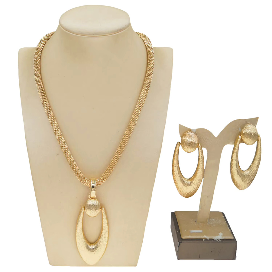 SYHOL Schmuckset, Halskette und Ohrring, vergoldet, Damen, Tropfen-Anhänger - Bild 2