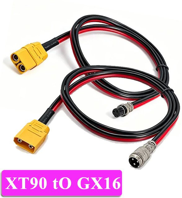 DIVEDEER Akku-Ladekabel GX16 auf XT90 in Gelb für Elektrofahrzeuge und Modellflugzeuge - Bild 1