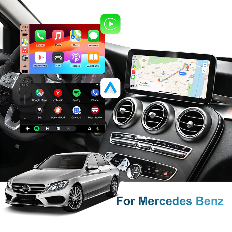 LEXXSON Drahtlose CarPlay und Android Auto Retrofit Kit Decoder Box für Mercedes Benz NTG 5,5 COMAND System 2017-2019, Schwarz - Bild 3