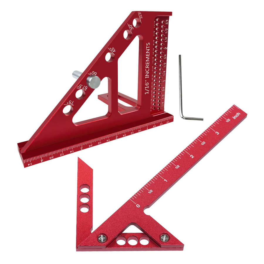GDART Kombination aus Aluminium Zoll Center Scribe Carpenter Lineal und 45/90 Grad Aluminium Winkelmesser für die Holzbearbeitung - Bild 4