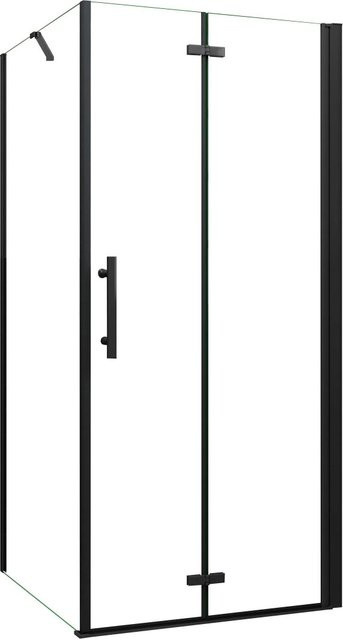 AICA Duschkabine Ecklösung mit Falttür und Seitenwand, Schwarz, Klares ESG-Glas, 6mm Glasstärke, B: 120 cm, H: 195 cm, Seitenwand B: 76 cm, H: 195 cm - Bild 1