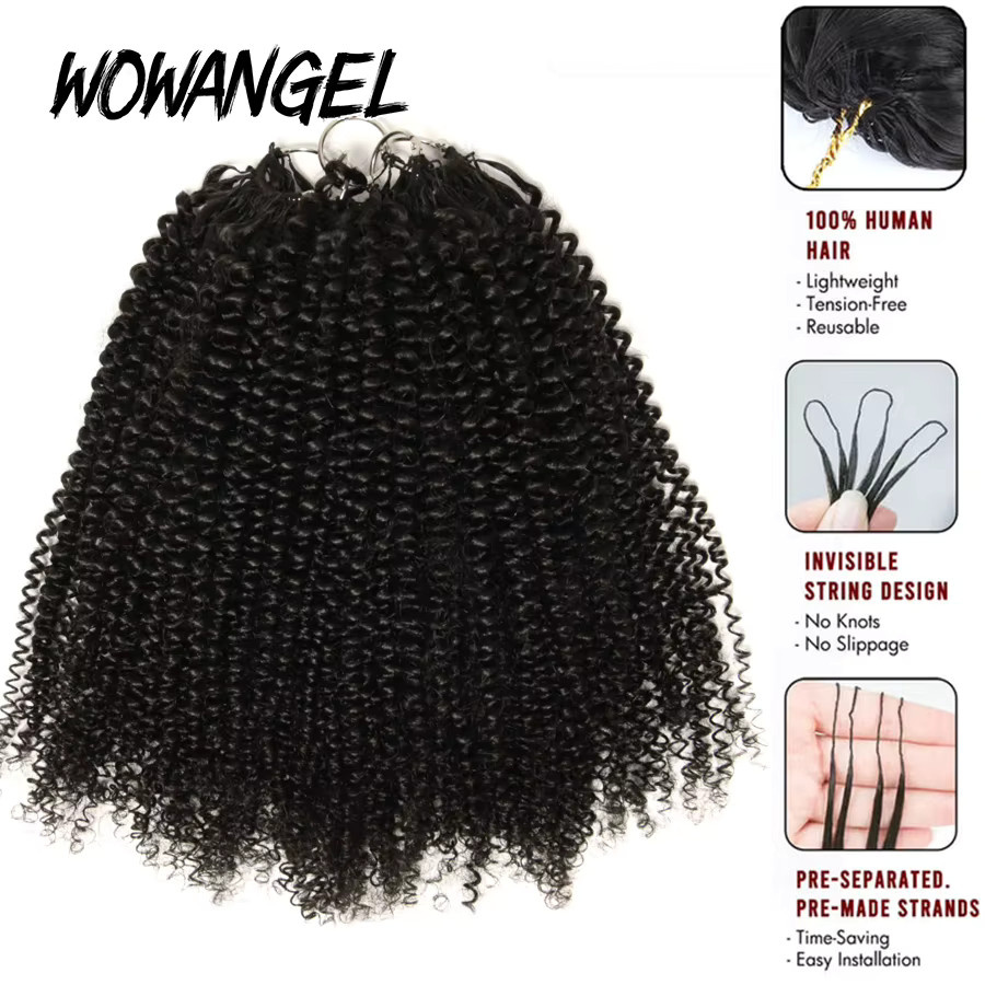 wowangel Afro Kinky Curly Feather Crochet Echthaarverlängerungen, Damen - Bild 4