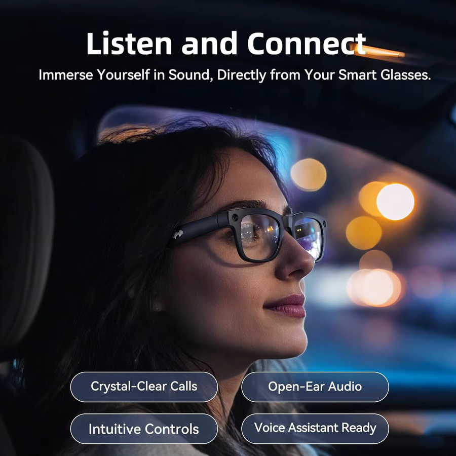 GUHUAVMI KI-Smart-Brille mit 4K-Kamera, KI-Übersetzung und Bluetooth-Anruffunktion, Smart-Sonnenbrille in Schwarz und Transparent - Bild 3