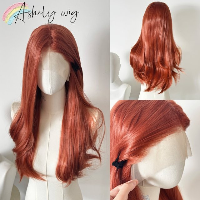 Ashely wigs Lace-Front-Perücke, rot-orange, gewellt, 66 cm, Damen - Bild 1