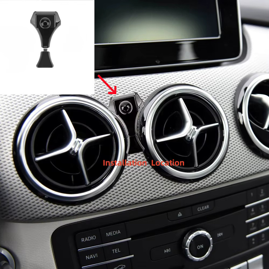 Mercedes Benz B Klasse W246 2012-2019 Auto Handy Halterung mit kabelloser Ladefunktion, drehbar und rutschfest aus Silikon, Schwarz - Bild 2