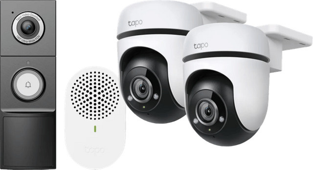 TP-Link Tapo C500 Doppelpack Wi-Fi Überwachungskameras in Weiß inklusive D235 Smart Battery und Wired Doorbell - Bild 1