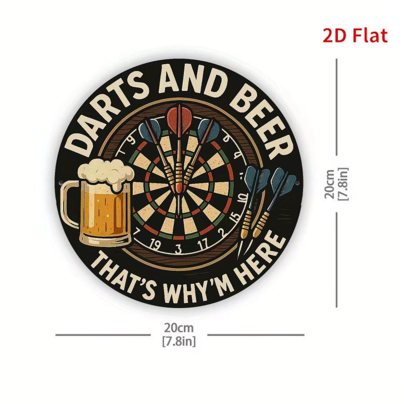 Potdemiel Metall-Wandkunst Darts and Good Times Rundes Eisenschild Multicolor Durchmesser: 19,81 cm - Bild 2