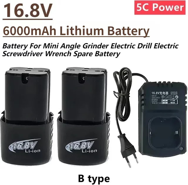 GJUELIRRA Wiederaufladbare Lithium-5C Power Batterie 16,8 V 6000 mAh für Mini Winkelschleifer, Bohrmaschinen und Elektroschrauber - Bild 1