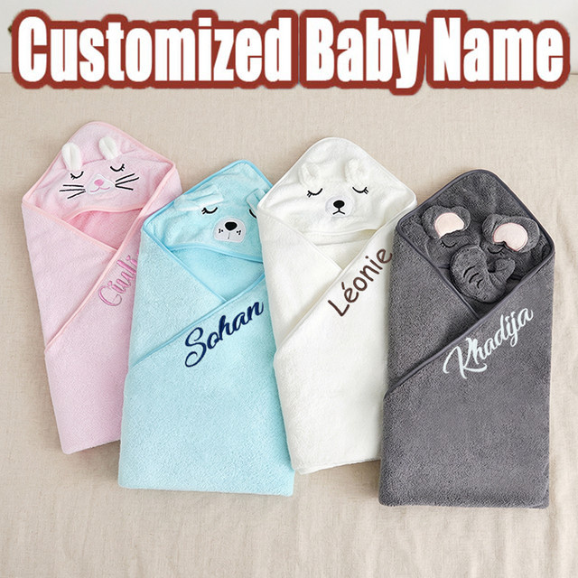 NanBeiCat Personalisiertes Baby-Badetuch mit Kapuze und Stickerei in Pink, Saugfähiges Terry-Handtuch für Neugeborene - Bild 1