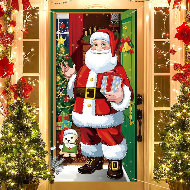 Hängende Weihnachtsflagge für Veranda und Tür als Dekoration, rot, rechteckig aus Textil - Bild 4