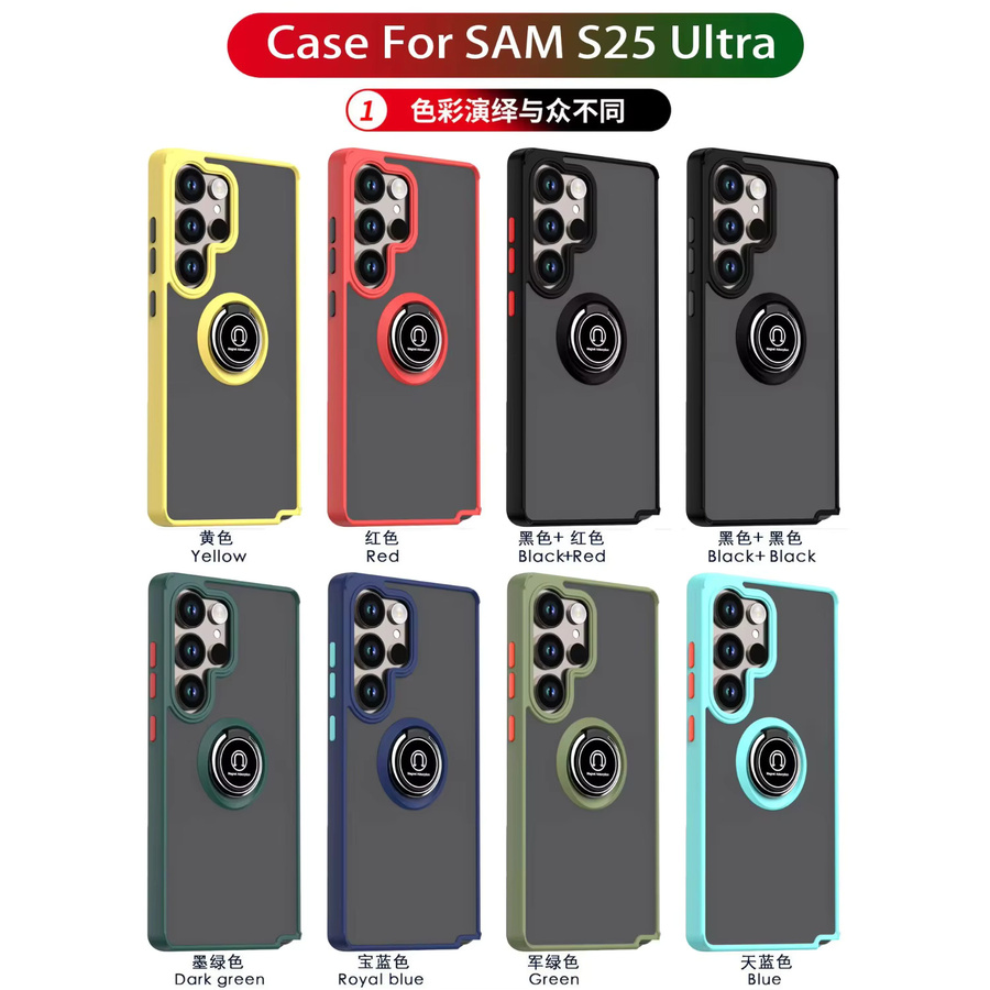 Diebstahlsichere Acryl-Handyhülle für Samsung Galaxy S26 Ultra S25 Edge S24 S23 FE S22 Plus mit Metall-Magnetring-Ständer in Transparent und Rot - Bild 5