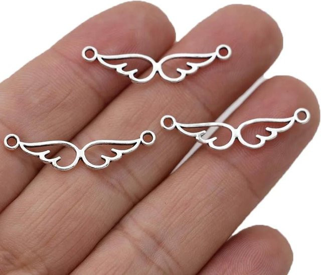 Engelsflügel Anhängerverbinder, Silberbeschichtet, 30x7mm, Unisex - Bild 1