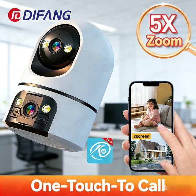 DiFang WiFi Babyphone mit Dual Screen, 10MP 5K HD Kamera, PTZ-Steuerung und Nachtsicht, Farbe: Weiß - Bild 1