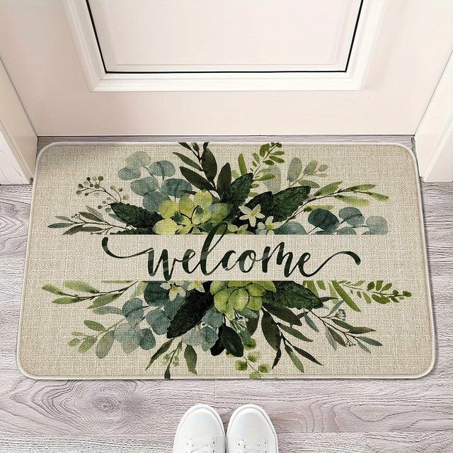 VIKAMA Druckteppich mit grünem Blatt-Design als weiche Fußmatte für Wohnzimmer und Schlafzimmer in Grün - Bild 1