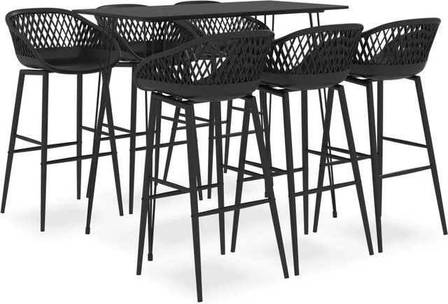 vidaXL 7-tlg. Bar-Set Modell 15 in Schwarz mit Tisch und Stühlen - Bild 1