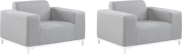 Beliani Sessel in Grau und Weiss mit Polsterung für Wohnzimmer oder Garten, B/T/H: 84 x 105 x 68 cm - Bild 1
