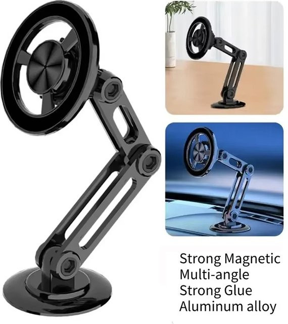 VORTNGLE Magnetischer Handyhalter aus Metall, 360 Grad drehbar und faltbar, GPS-Telefonhalterung für iPhone, Xiaomi und Huawei in Schwarz oder Gold - Bild 1
