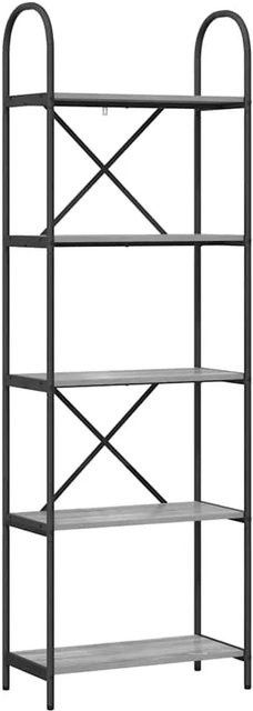 vidaXL Bücherregal modern in Grau und Schwarz aus Holzwerkstoff und Stahl, B/T/H: 60 x 30 x 183 cm - Bild 1