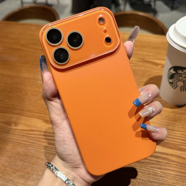 Stoßfeste Nano-Glas-Linsenschutzhülle mit mattem Hautgefühl für Apple iPhone, Farbe: Orange - Bild 1