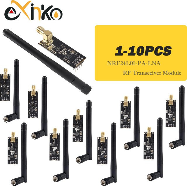 NRF24L01+PA+LNA 2,4G Wireless Modul mit Antenne für eine Reichweite von bis zu 1100 Metern in Schwarz - Bild 1