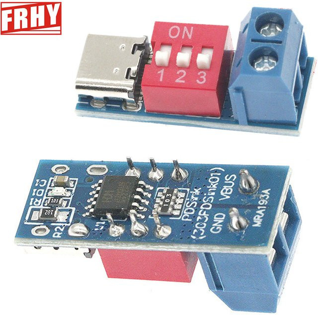 FRHY PD/QC Trigger Board Decoy Modul mit USB-C Typ-C Schnellladung und einstellbarem Spannungsausgang 5-20 V kompatibel mit Stromversorgung 3.0 und QC 4.0 - Bild 1