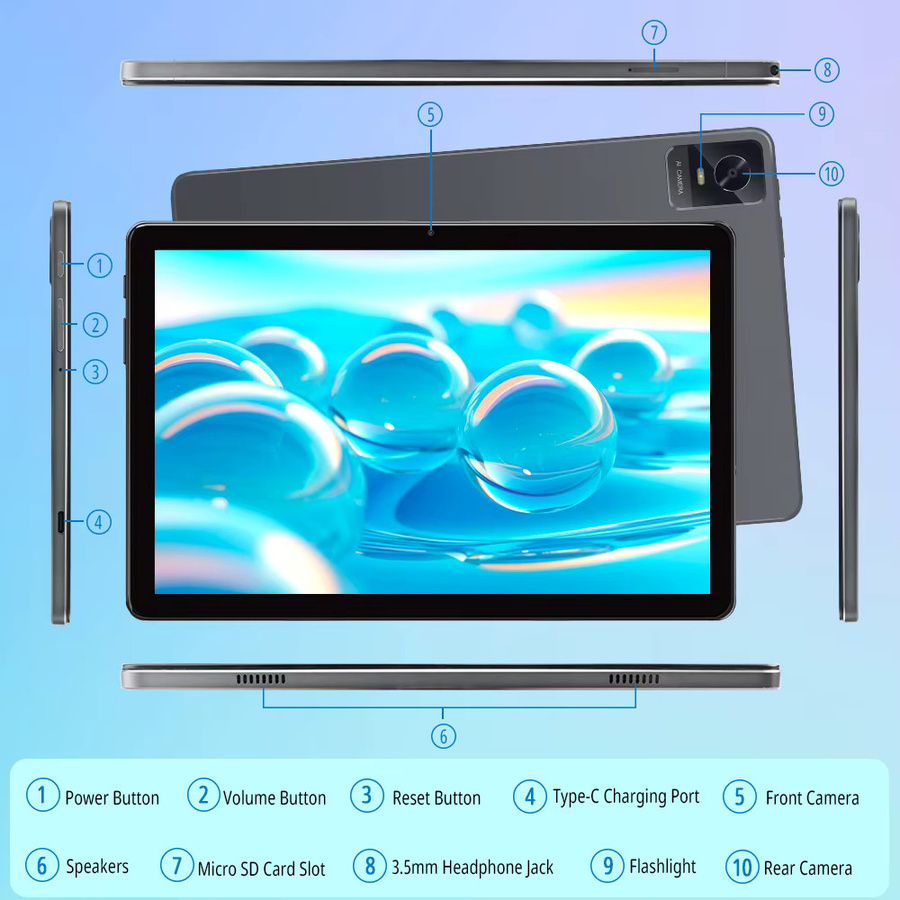Paitanry Android 15 Tablet 10,1 Zoll mit 12GB RAM und 128GB ROM, Octa-Core Gaming-Tablet mit WLAN und 6000mAh Akku - Bild 4