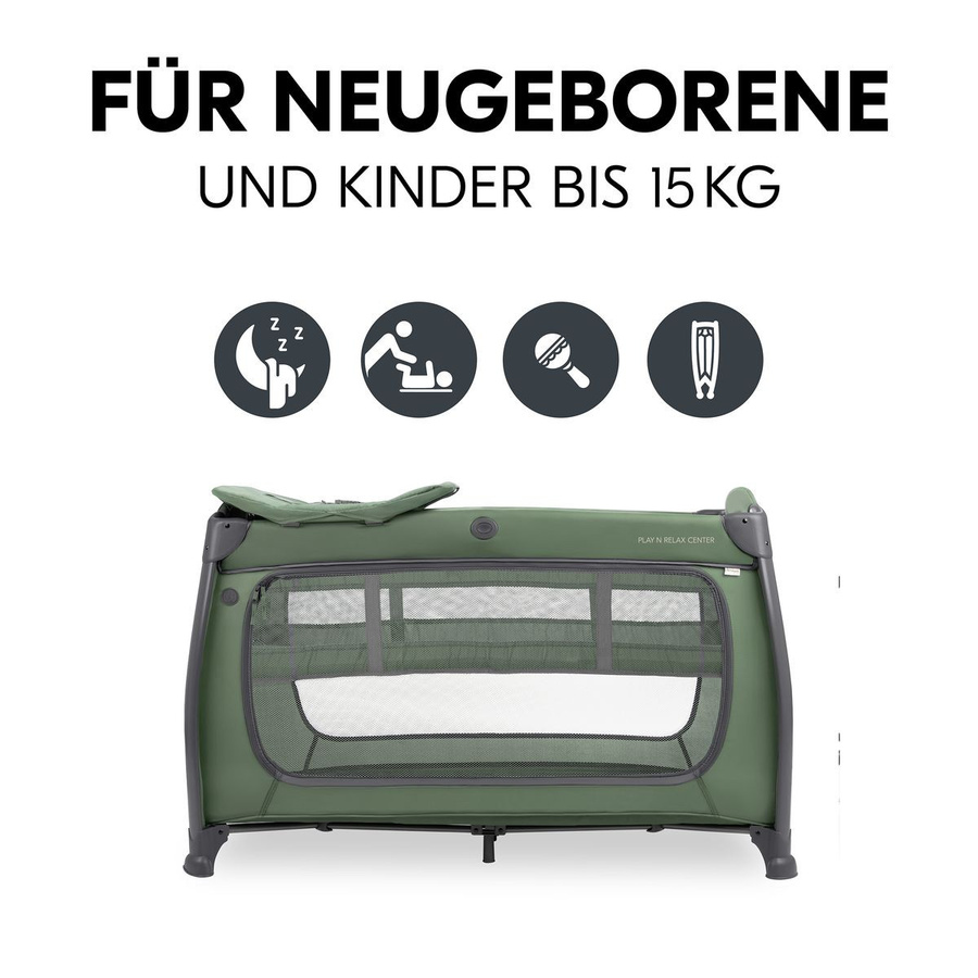 Hauck Reisebett Set Play N Relax Center mit Komfort Matratze und Spielzelt in Plants Dark Green - Bild 4