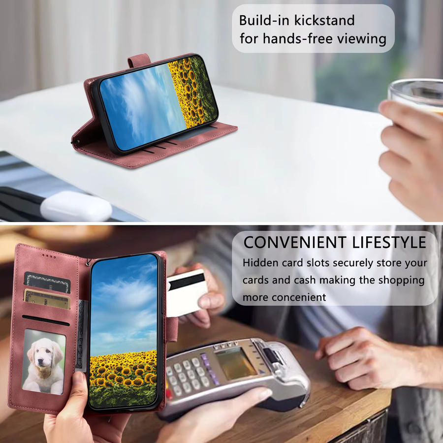 Xiaomi Flip-Leder-Brieftaschen-Handyhülle mit Kartenfächern und Halterung in Pink für Redmi Note 15 14 13 12 Pro Plus 15C 14C 13C A5 12S 5G - Bild 5