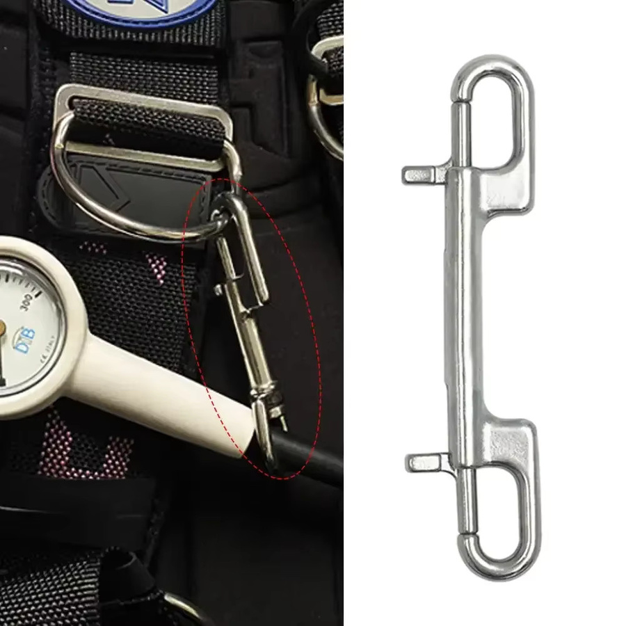 Drehbarer Ösenschraubenhaken mit Federverschluss und Doppelkopfhaken aus 304 Edelstahl in Silber - Bild 3