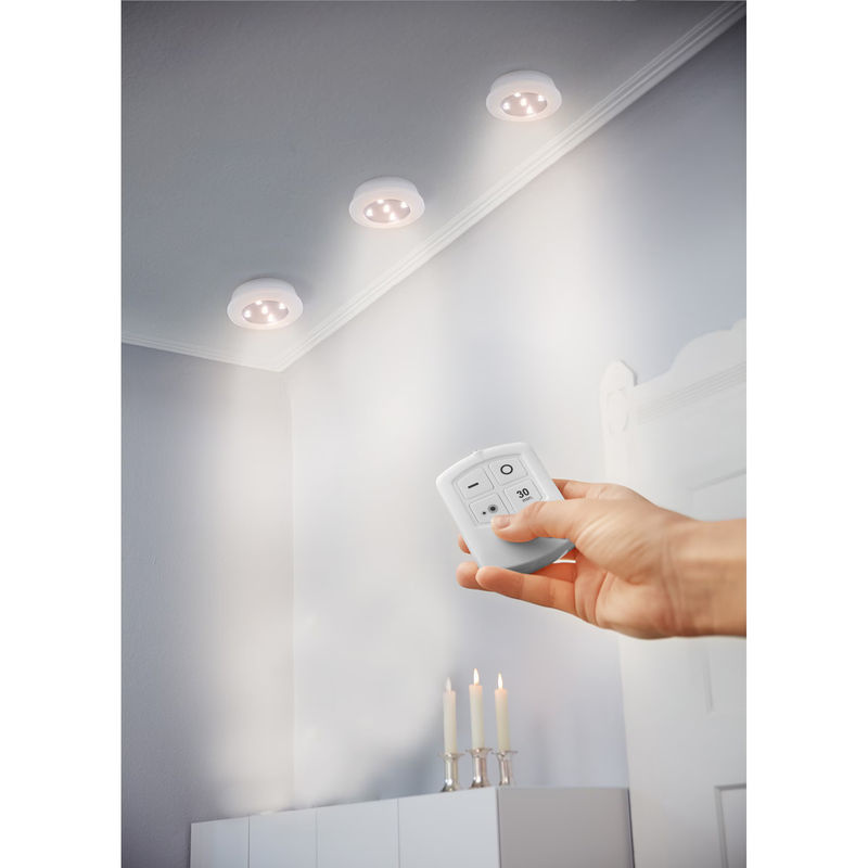 Genialo LED-Spot-Leuchten Set aus 3 Stück in Weiß mit Fernbedienung und Timer für Küche und Möbel - Bild 2