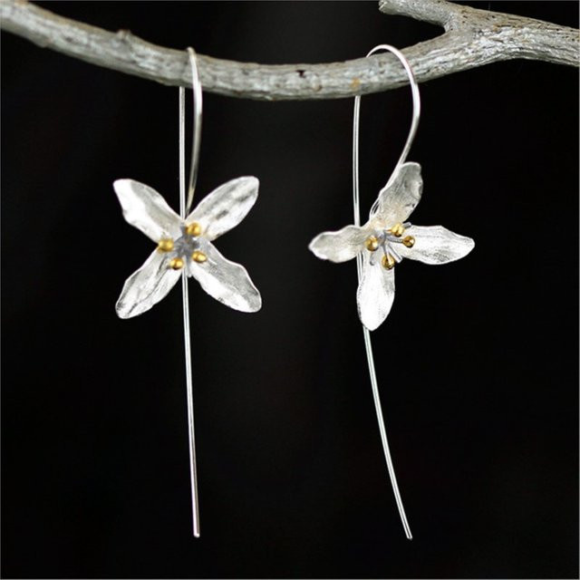 Blumen-Ohrringe 925 Silber, Damen - Bild 1