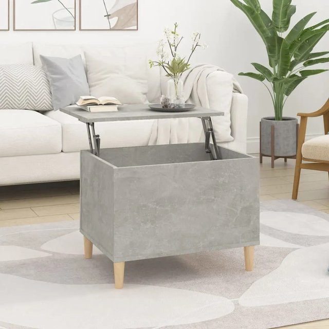 vidaXL Couchtisch in Betongrau aus Holzwerkstoff und Eukalyptus mit höhenverstellbarer Lift-up-Funktion, B/T/H: 60 x 44,5 x 45 cm - Bild 1
