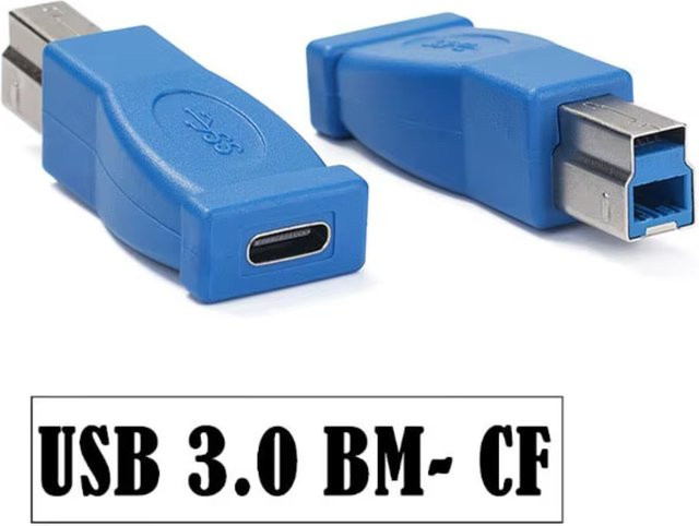 OULLX USB Typ C auf USB 3.0 B Datenübertragungsadapter Konverter in Schwarz und Blau für Drucker, Scanner und externe Festplatten - Bild 1