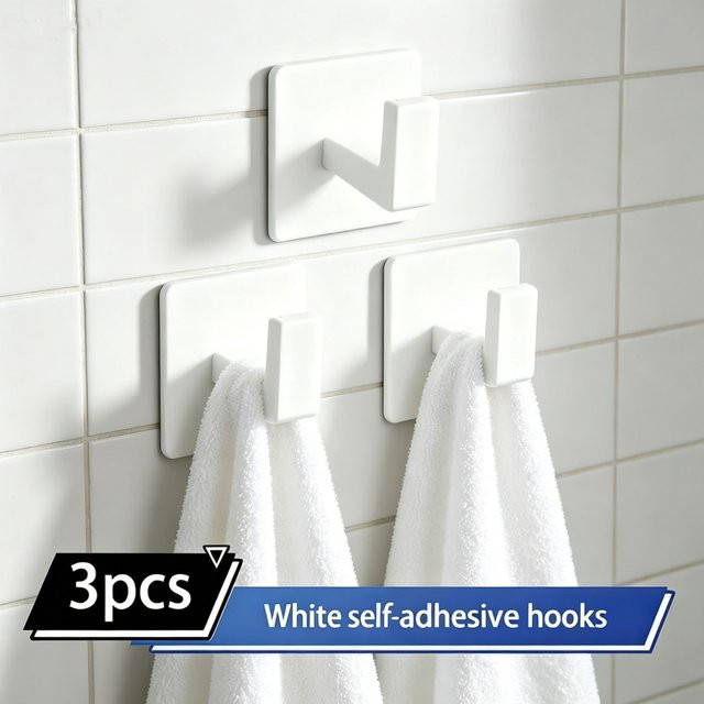 Ouelico Handtuchhaken Set, 3 Stück, Weiß, für Badezimmer, Schlafzimmer und Küche - Bild 1
