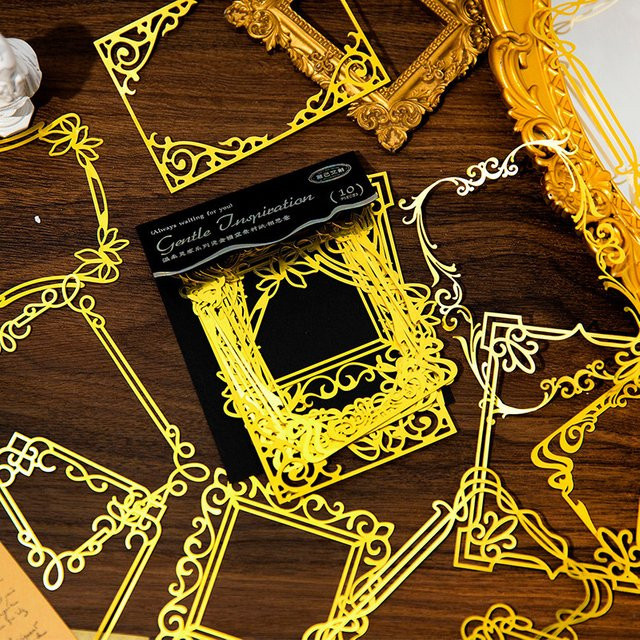 10 Stück Laser-Dekorationskarten in Gold und Silber mit Hohlrändern für deine Geschenkverpackungen - Bild 1