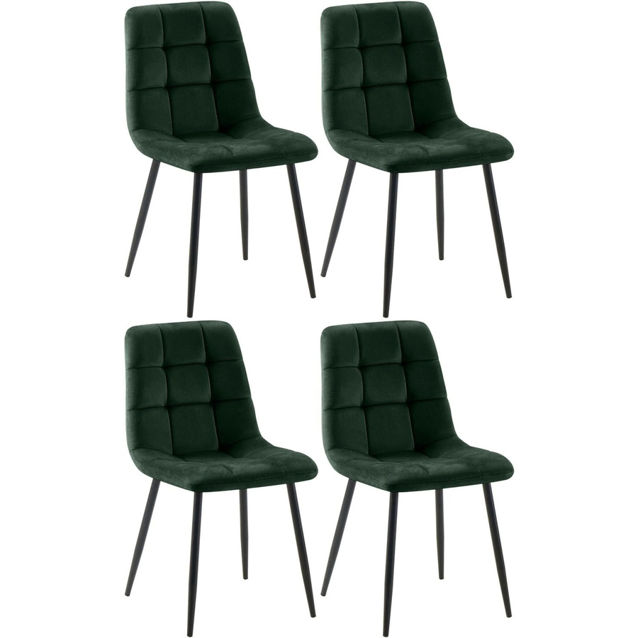 4er Set Esszimmerstühle DELUKE FIGAD aus Samt in Grün mit Steppmuster, B/T/H: 45 x 55 x 84 cm - Bild 2